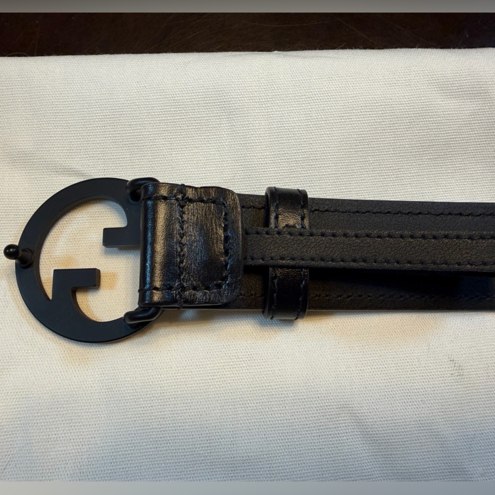 New Gucci GG Logo Buckle Black Belt Size 46 / 115 cm Fits a Waist 42 - 46 - Picture 8 of 11